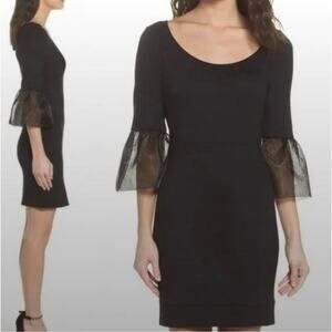 NWT French Connection Womens 6 Scoop Neckline Bell Sleeve Sheath Dress Black LBD
